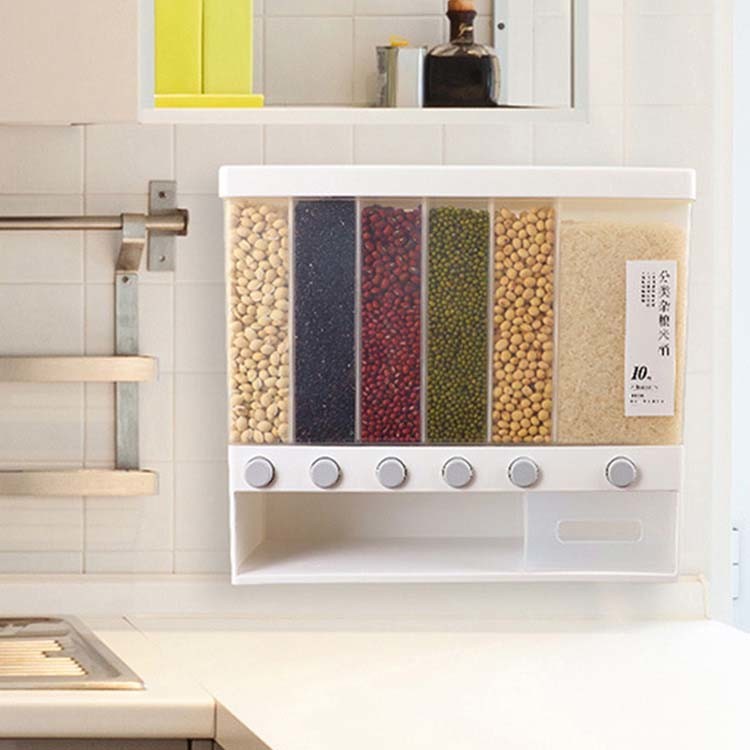 China Sealed Rice Storage Box Wall Mounted Cereal Grain Container Dry Food Dispenser wholesale