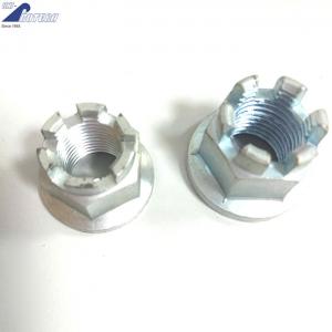 China Blue-White zinc plated slotted hexagon jam nuts for construction wholesale