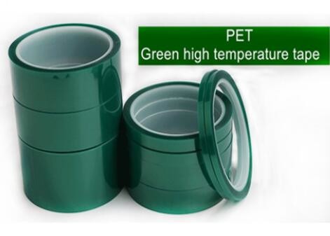 China Green Polyester Silicone Adhesive Electroplating Tape Heat Resistant PET Powder Coating Tape Green Masking Tape wholesale
