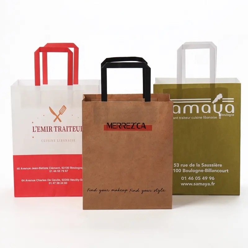 100% Eco-Friendly Recyclable Reinforced Handle Small Gift Craft Paper Bag With Your Own Logo