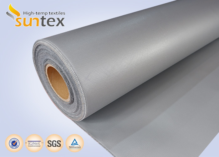 China 16 OZ Thermal Insulation Cover Silicone Coated Fiberglass Fabric Cloth Grey No Oil Dropping wholesale