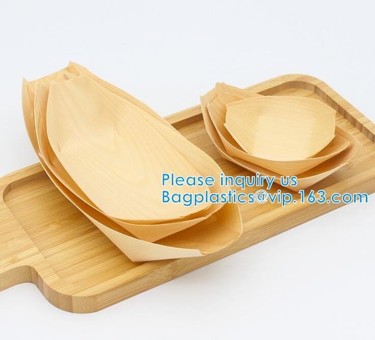 China Finger Food - Bowls, "Boat" Biodegradable Wood Promotion - Party Wedding Supplies, 130mm Disposable Sushi/Salad/Dessert wholesale
