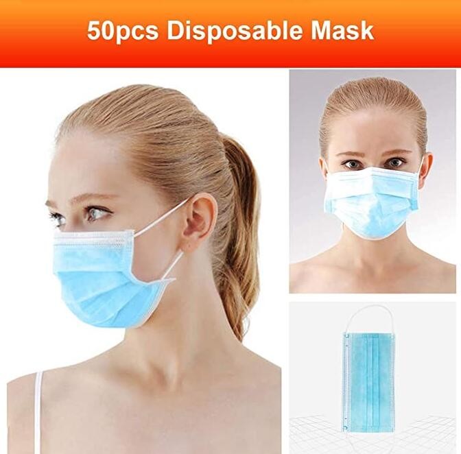 China Breathable Disposable Face Mask 3 Ply Non Woven Mouth Cover With Ear Loop wholesale