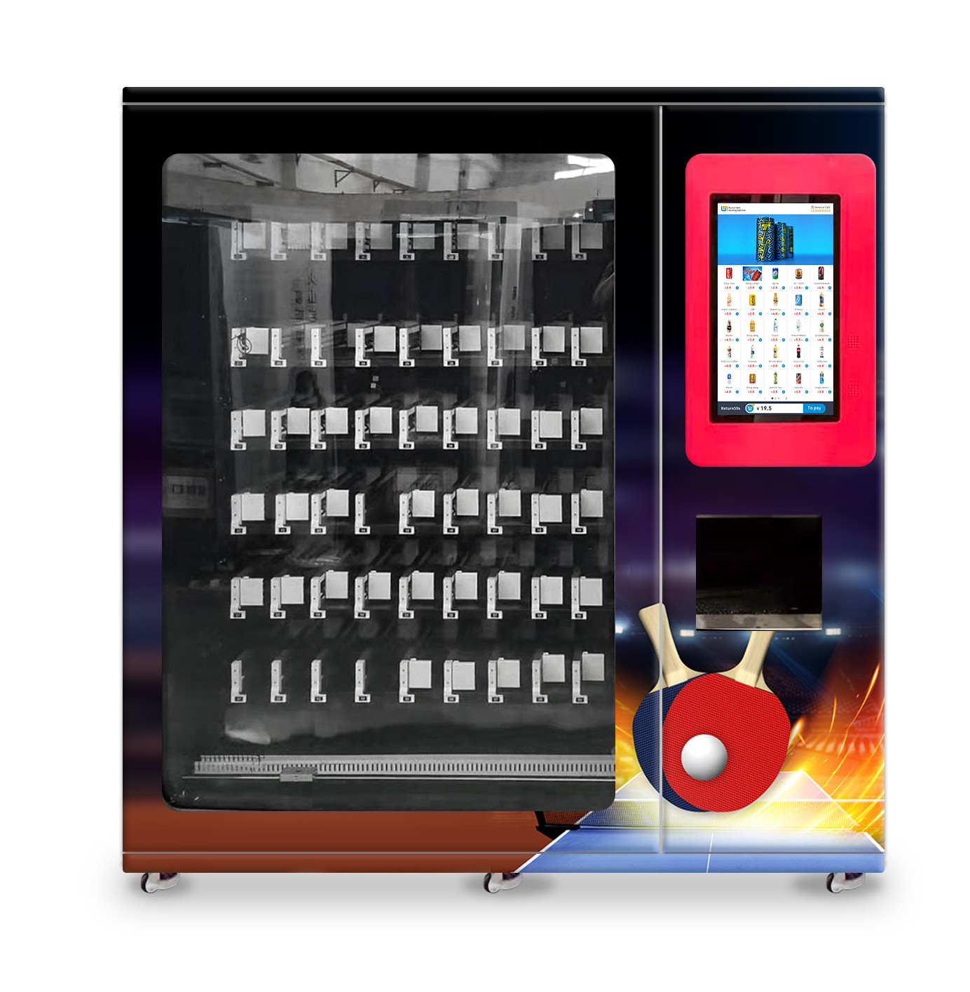 China Table Tennis Vending Machine With Elevator And Adjustable Channel Width Function , Sports Gears Vending Machine, Micron wholesale