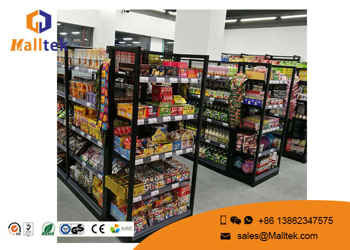 China Grocery Customized Shop Display Fittings Rust Resistance Black Gondola Shelving wholesale