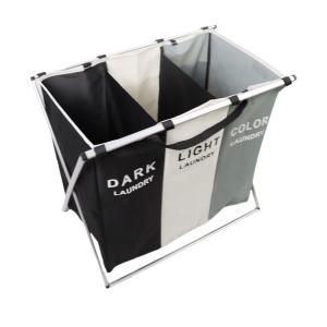 China Lightweight Durable Collapsible Laundry Hamper Dirty Clothes Three Section ODM wholesale