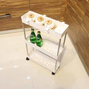 China 3 Tier Rolling Home Storage Carts Foldable Multi Purpose Slim Thickened 62*40*12.5cm wholesale