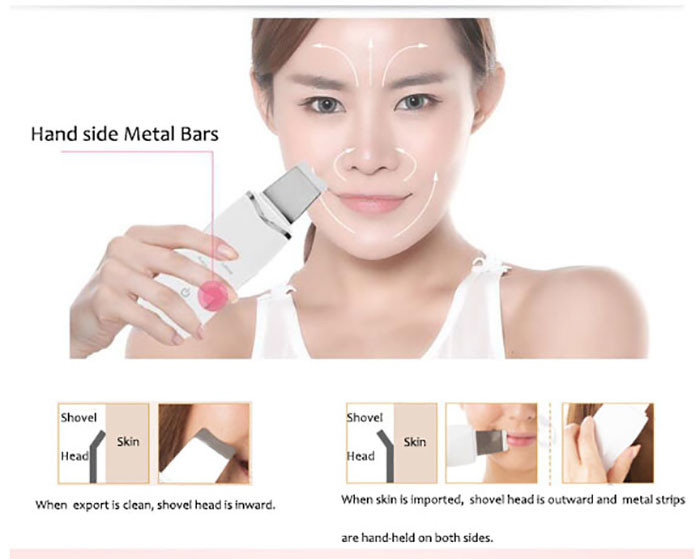China Mini Ultrasonic Face Skin Scrubber Skin Rejuvenation Blackhead Removal Spatula wholesale