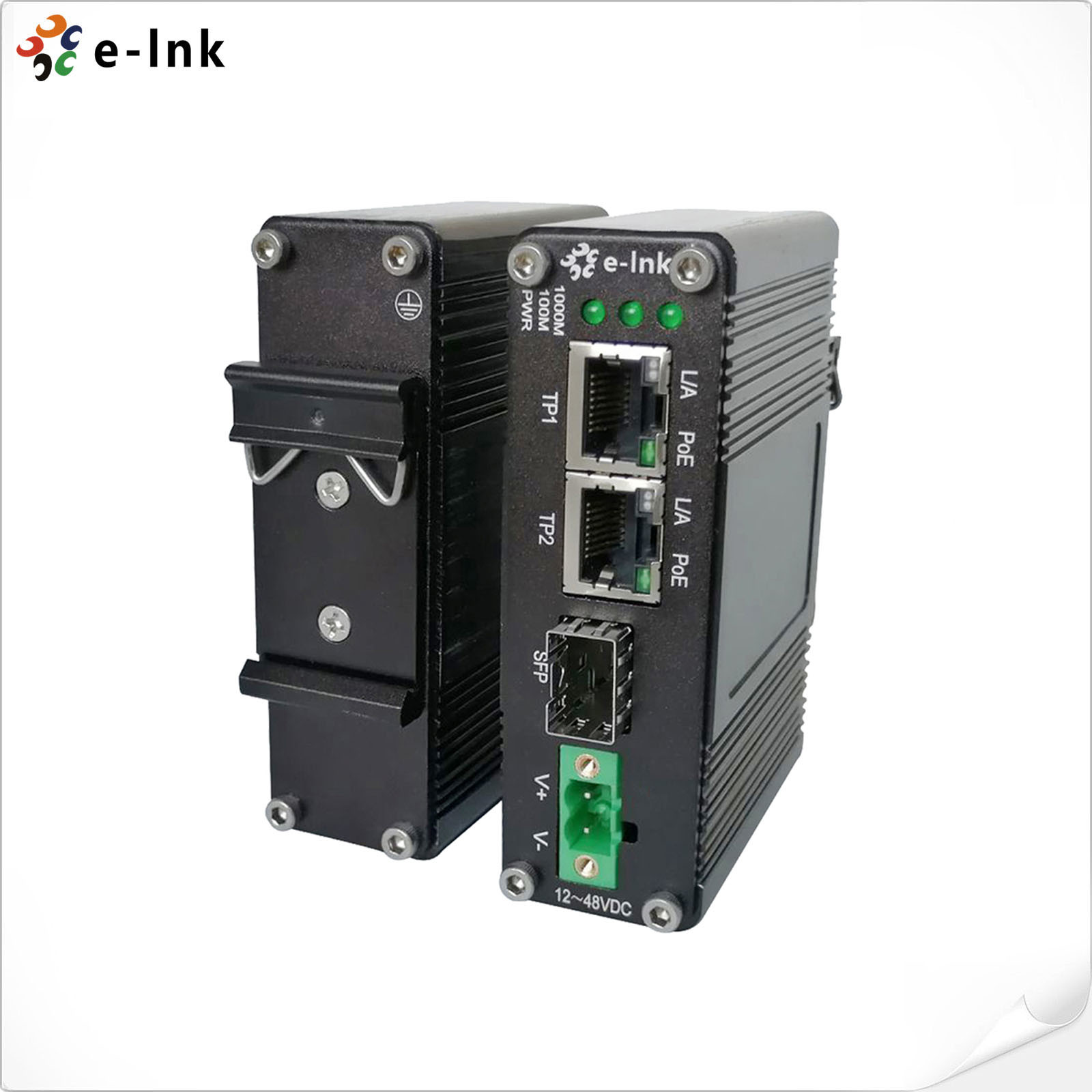 China Industrial Fiber Ethernet Media Converter 1 Port 100/1000X SFP To 2 Port 10/100/1000T 60W wholesale