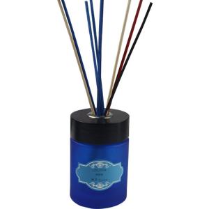 China Reed diffuser with blue round bottle,colorful natural reed and folding box wholesale