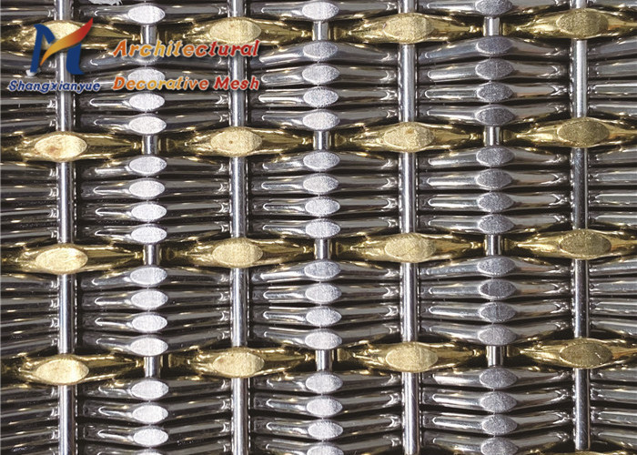 China Antique Brass Opaque Wire Facade Mesh Electrolytic Polishing 6.7mm wholesale