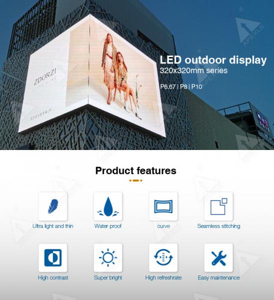 SMD 6.67mm Outdoor LED Display Screen 320x320 P10 Led Video Wall