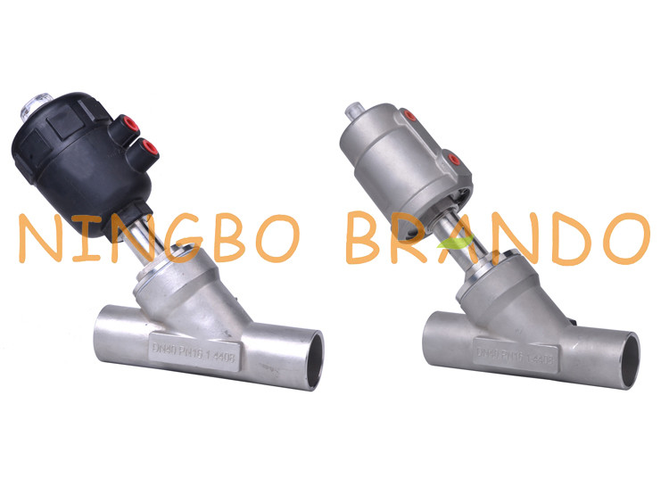 China Stainless Steel Pneumatic Welding Angle Seat Valve Double Acting wholesale