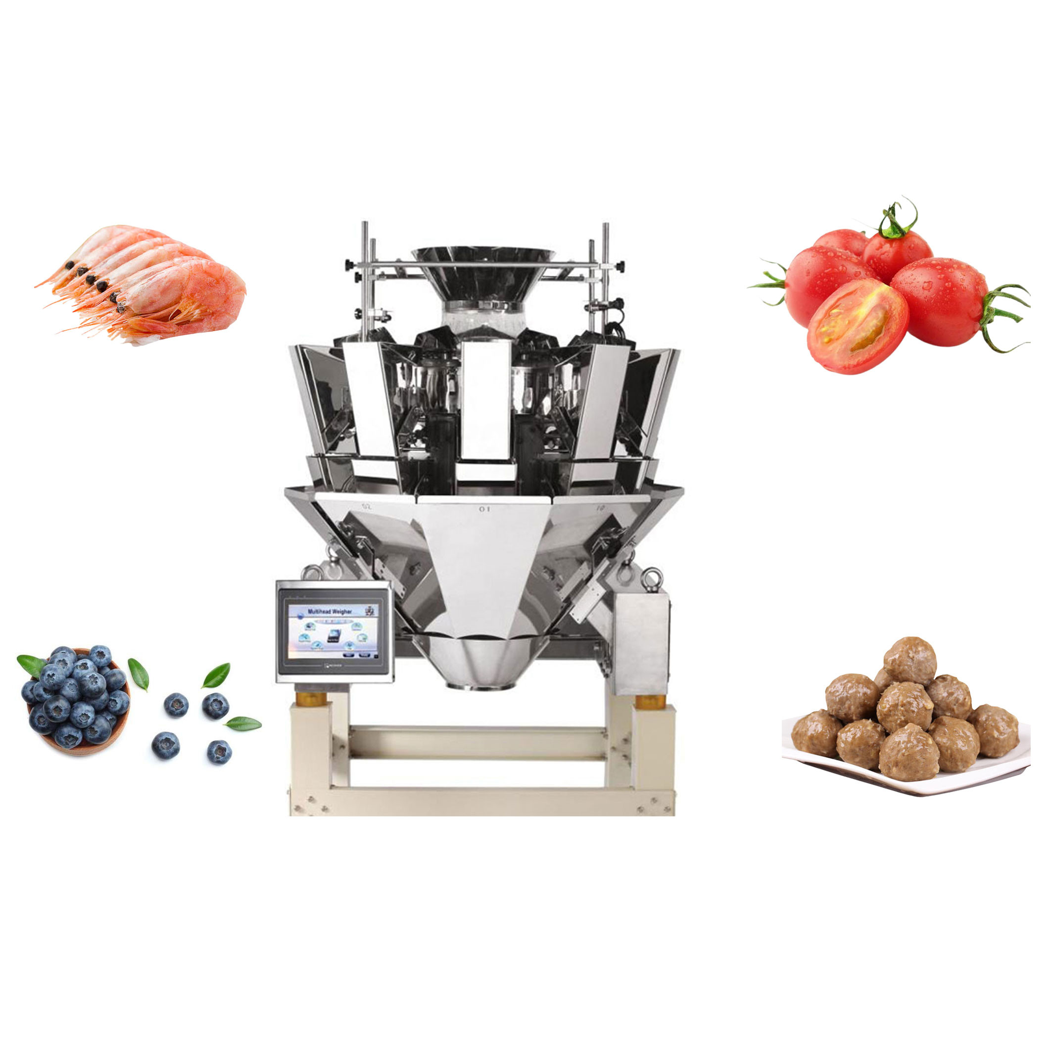 China 10 Heads Multihead Weigher 300g 500g For Fruits Blueberry Sea Food wholesale