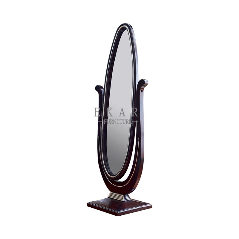 China Wood Dressing Oval Shaped Standing Mirror wholesale