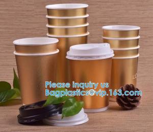 China Gold Party Cups, Disposable Coffee Cups With Lids - Insulated Hot Cups To Go - Luxury Glitter Paper Cups wholesale
