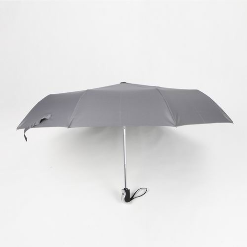 China 21 inch grey auto open close umbrella with silver and black rubber coating plastic handle wholesale