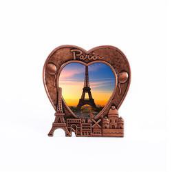 China Paris France Eiffel Tower Metal Heart Shaped Picture Frame 3D Love Sunset Scenery wholesale