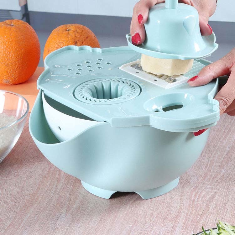 China PP Sky Blue Multifunctional Vegetable Cutter With Drain Basket wholesale