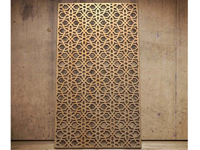 China Gold Color Hotel Room Divider Cold Steel Laser Cut Privacy Decorative Screens wholesale