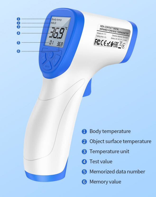 China Non Contact Digital LCD Infrared Forehead Thermometer 15 Seconds Automatic Shutdown Time wholesale