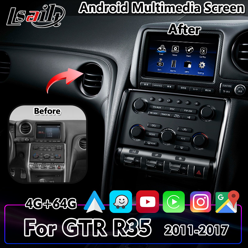 China GPS Navigation Carplay Car Multimedia Screen RK3399 For Nissan GTR R35 2011-2017 wholesale