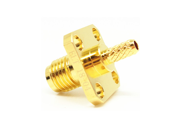 China 50 Ohm Female SMA RF Connector Solder Attachment 4 Hole Flange Mounting wholesale