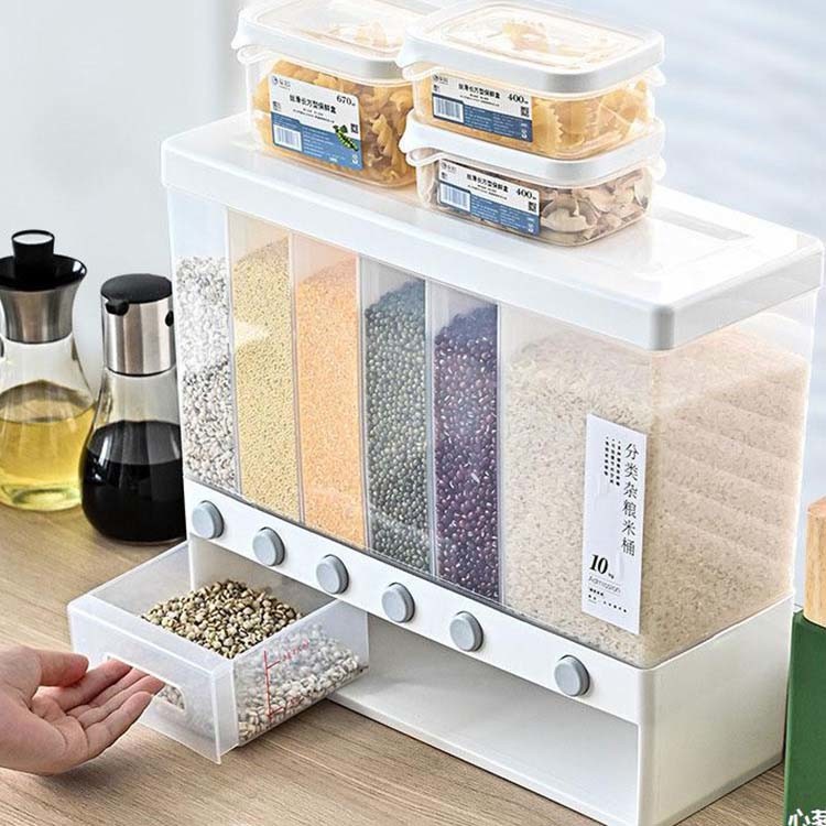 China Sealed Rice Storage Box Wall Mounted Cereal Grain Container Dry Food Dispenser wholesale