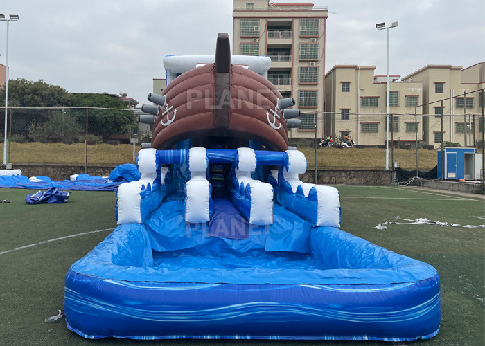 China 0.55mm PVC Kids Inflatable Pirate Boat Bouncer Water Slide For Party wholesale