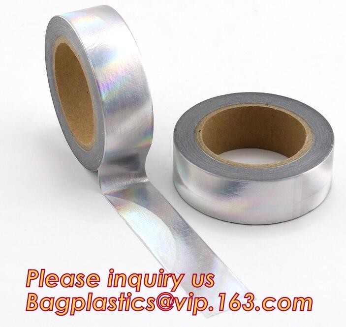 China Foil Washi Tape Holographic Foil Washi Tape,Gold Laser Decorative Reflective Customized Washi Tape, Decorative wholesale