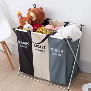 China Sortable Foldable Triple Laundry Basket For Dirty Clothes Detachable Weight 0.95kg wholesale