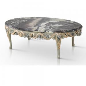 China Italian Style Classic Carved Wood Marble Coffee Center Table Living Room Furniture For Sale wholesale