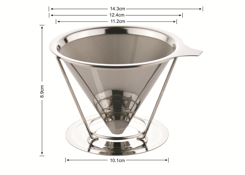 China 18/8 Stainless Steel Custom Logo Custom Design Pour Over Cone Coffee Dripper wholesale