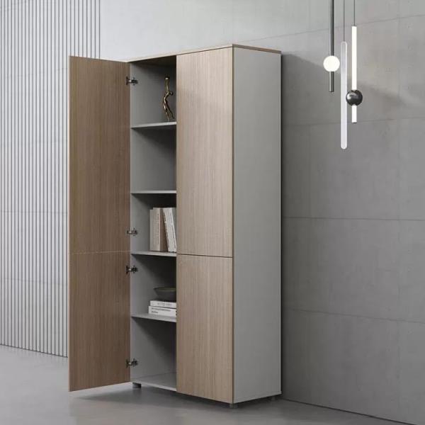 31 Inch Office Storage Cupboard 4 Layers Oak Color With E1 Melamine Board