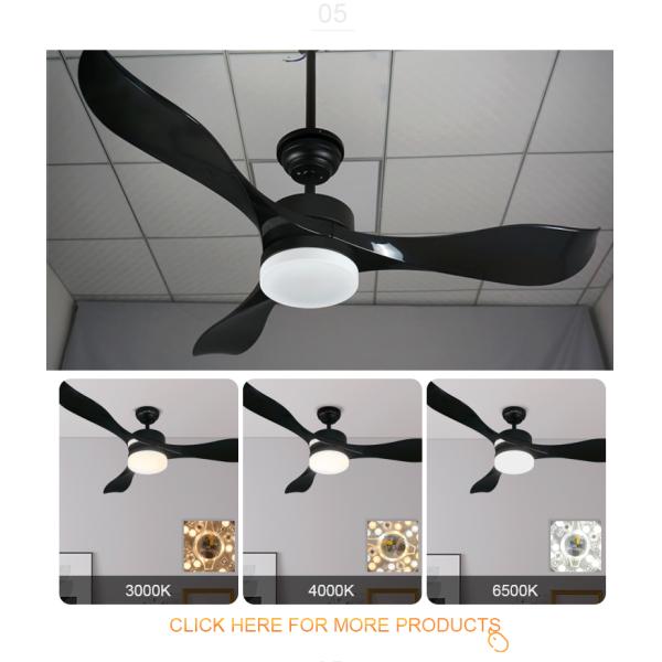 Energy Saving 1stshine Black ABS Blades Ceiling Fans with LED Lights and Remote Control 2-