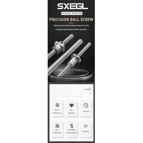 Low Friction Rolled Ball Screw High Precision 3D Printer Ball Screw 10 - 160mm For Linear Modules