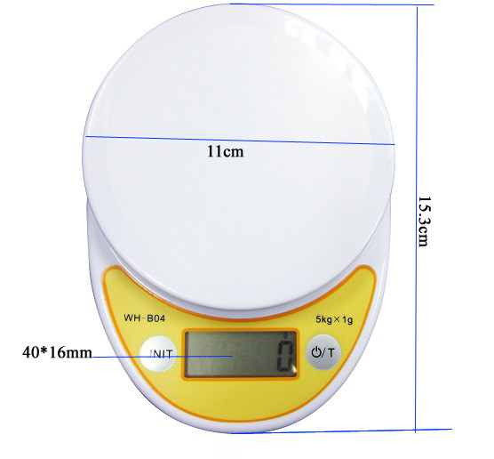 Round Platform Kitchen Weight Scale 5kg With Over Load Indication