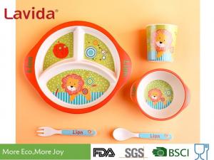 China 3-section Round Shape Dishwasher Safe Bamboo Childrens Dinner Set , Reusable Melamine Dinnerware Sets wholesale