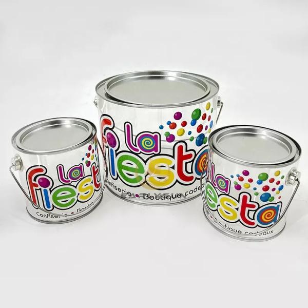 Black 50kg Metal Tin Bucket With Ring Lock Customized Color Printing