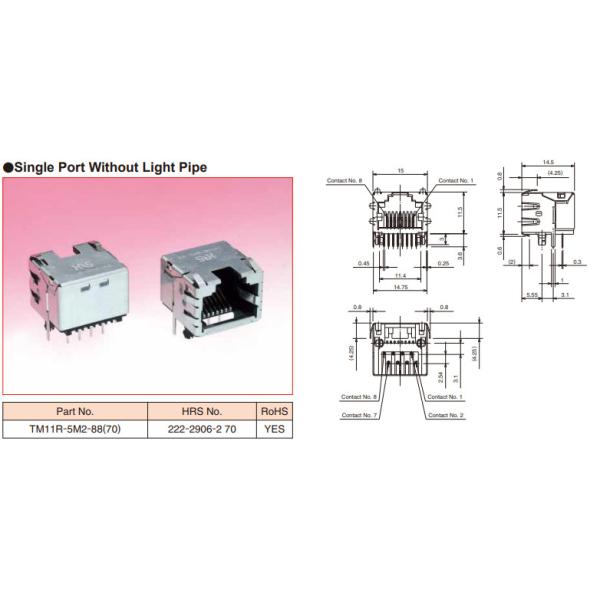 Subminiature LAN Modular Jack Connectors TM11R-5M2-88 TM11R-5M2 Series