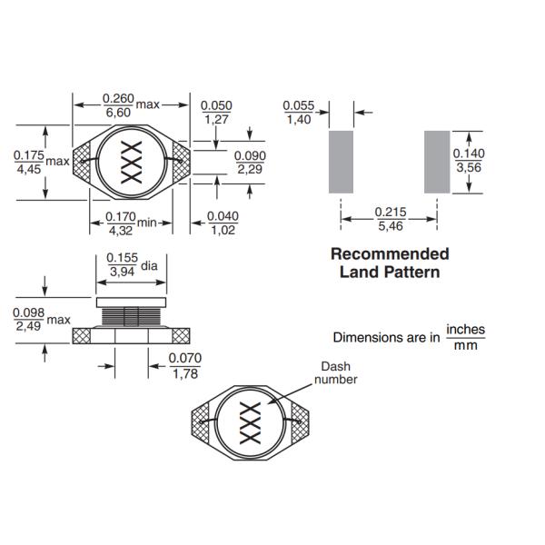 Surface-mount power inductors Backlight Inductors DO1607B-105ML / DO1607B-155ML / DO1607B-225ML