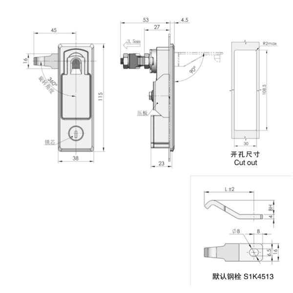 Cabinet Panel Door Lock MS727 Swing handle lock for industries