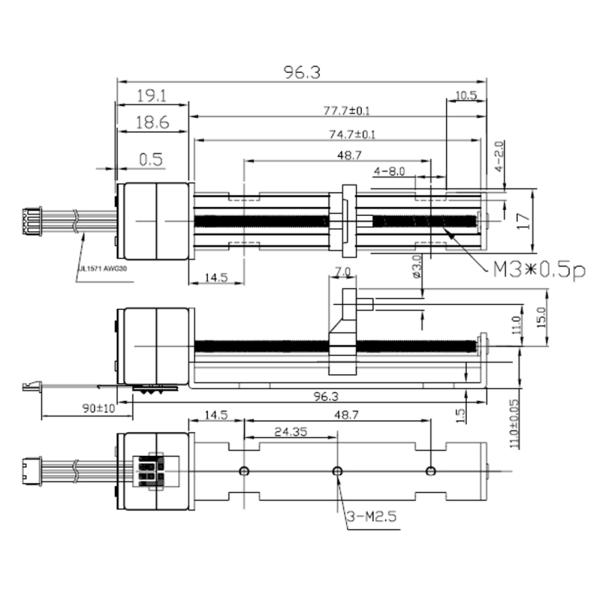 High thrust 20mm M3 screw slider stepper motor and xy axis slider stepper motor