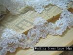 Ivory Wedding Dress Lace Border with Cord/ Bridal veils Lace Edge with Bead