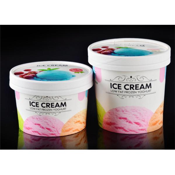 Ice Cream Disposable Paper Cup Embossing Printed With Paper Lid Cover