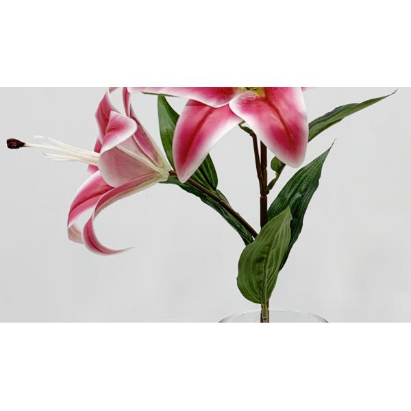 Long - Lasting Multiple Color Artificial Lilies With 3 Flowers And 2 Buds 98 CM