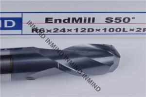 China 12 mm AOL 100 mm Solid Carbide End Mills , HRC50 TiAlN Coating Ball Nose Mill wholesale