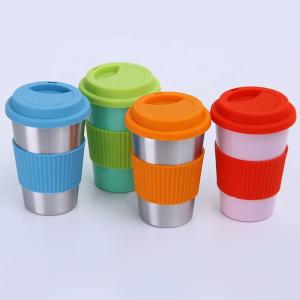 China 8oz 12oz 16oz Stackable Coffee Stainless Steel Thermos Cup With Silicone Lid wholesale