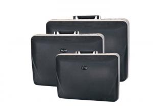 China 3 Pcs ABS Black Leather Briefcase Bag With 2 Side Button Lock And 1 Middle Combination Lock wholesale