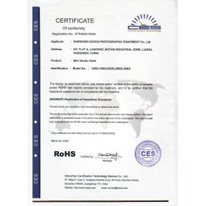 GODOX PHOTO EQUIPMENT CO.,LTD. Certifications